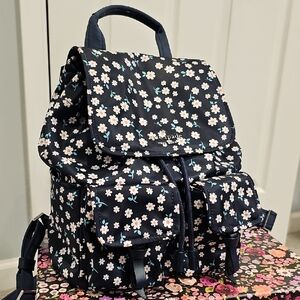 kate spade Navy Floral Backpack with Pink and White Blossoms
